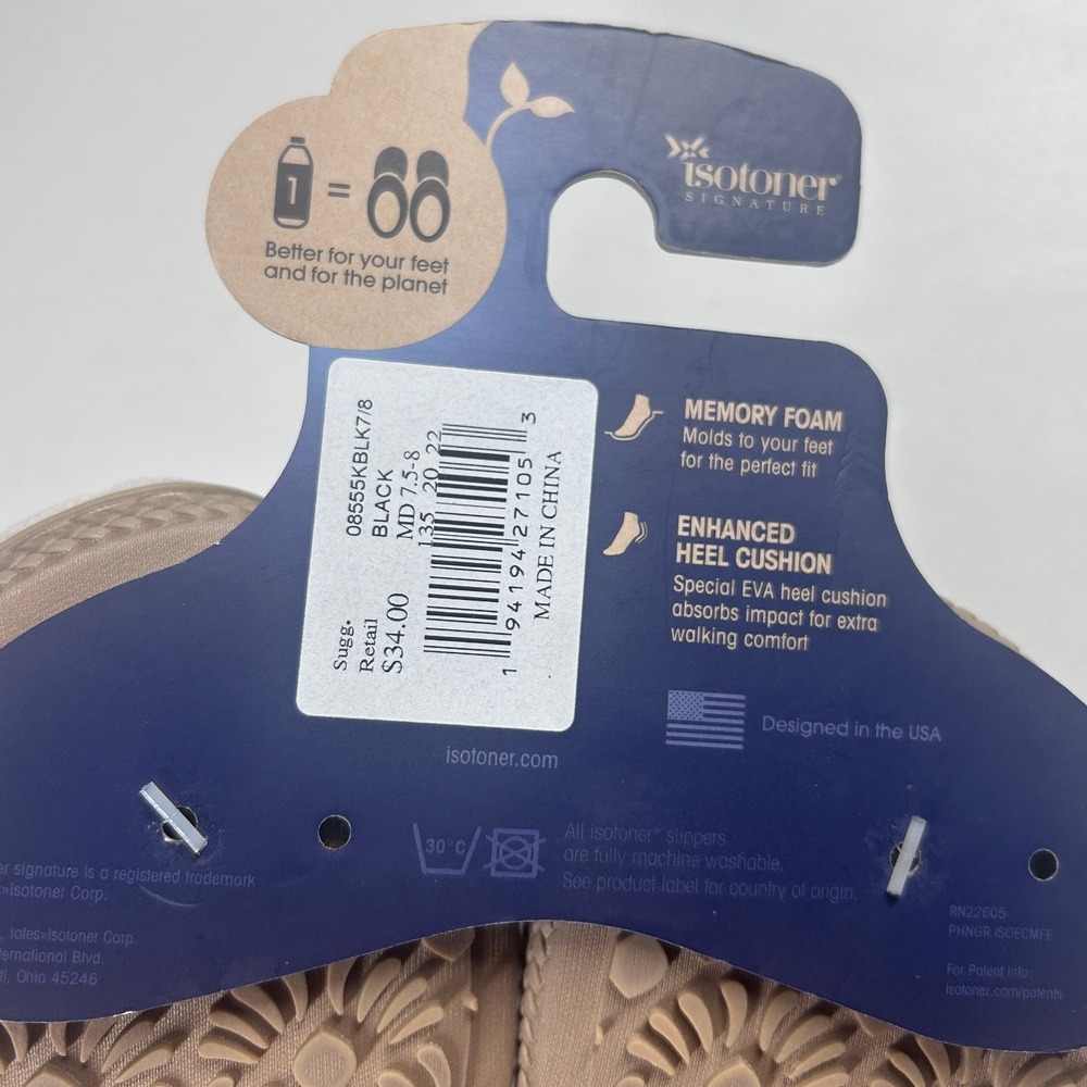 Isotoner Signature Memory Foam Slippers Womens 7.5-8 MD Machine Washable NEW - Picture 7 of 7